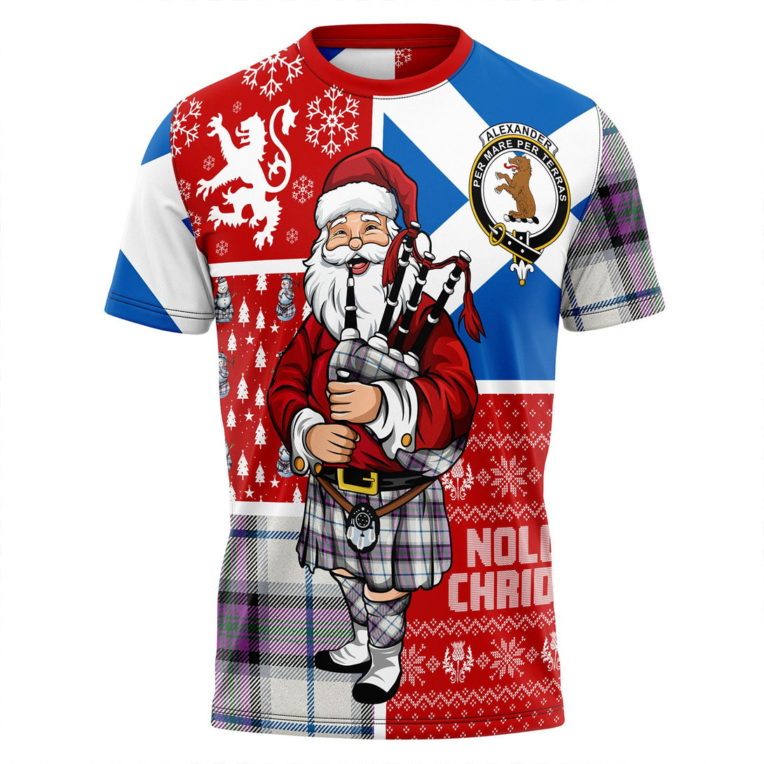 Alexander of Menstry Dress Ancient Clan Badge Tartan T-Shirt Scotland Christmas Santa