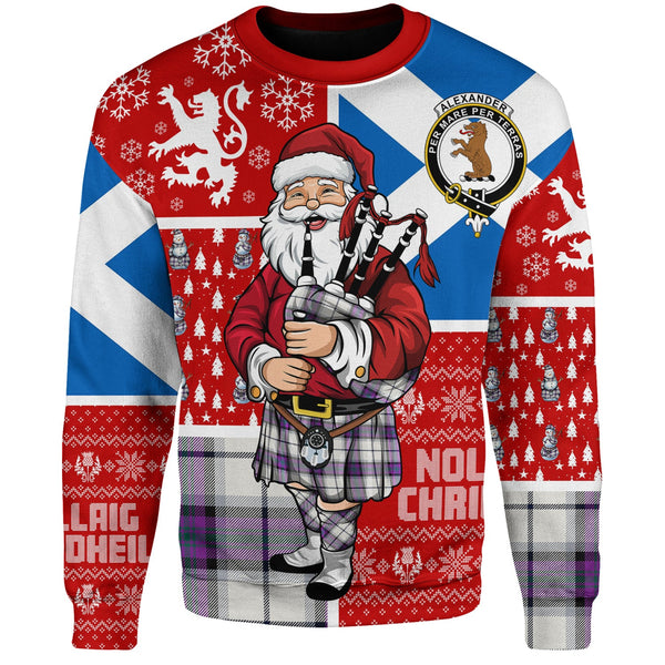 Alexander of Menstry Dress Modern Clan Badge Tartan Sweatshirt Scotland Christmas Santa