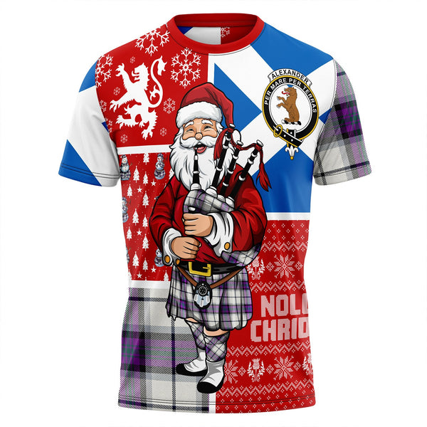 Alexander of Menstry Dress Modern Clan Badge Tartan T-Shirt Scotland Christmas Santa