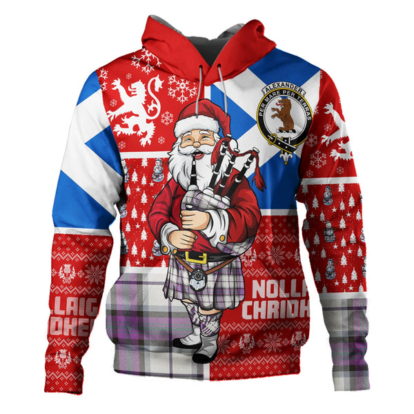 Alexander of Menstry Dress Weathered Clan Badge Tartan Hoodie Scotland Christmas Santa