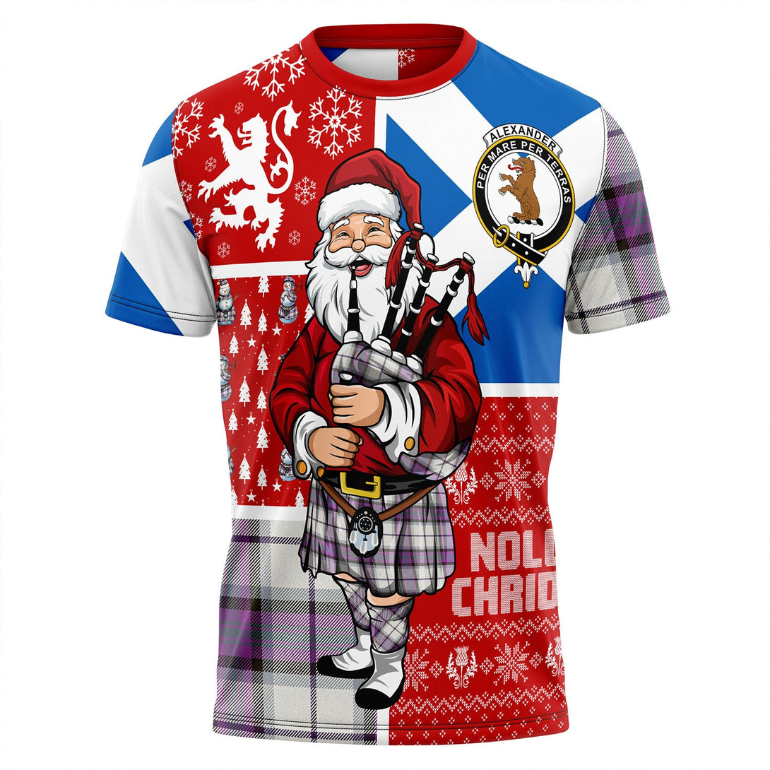 Alexander of Menstry Dress Weathered Clan Badge Tartan T-Shirt Scotland Christmas Santa