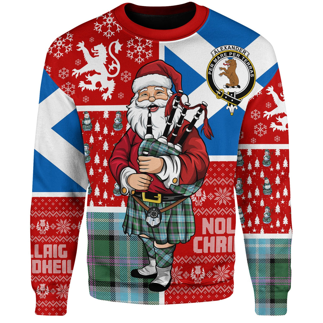 Alexander of Menstry Hunting Ancient Clan Badge Tartan Sweatshirt Scotland Christmas Santa