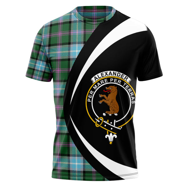 Alexander of Menstry Hunting Ancient Clan Badge Tartan T-Shirt Circle Style Personalized