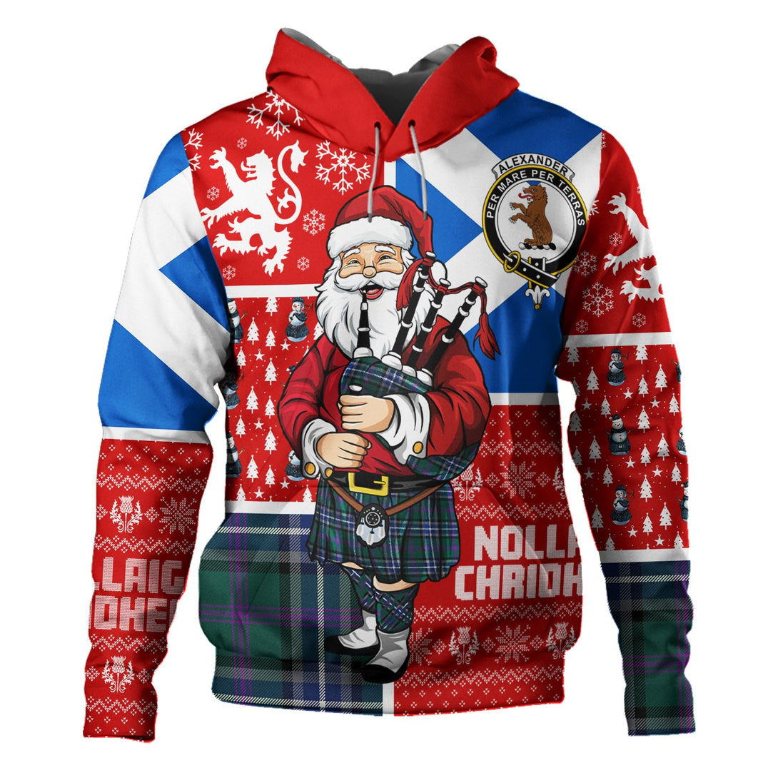 Alexander of Menstry Hunting Modern Clan Badge Tartan Hoodie Scotland Christmas Santa