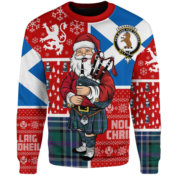 Alexander of Menstry Hunting Modern Clan Badge Tartan Sweatshirt Scotland Christmas Santa