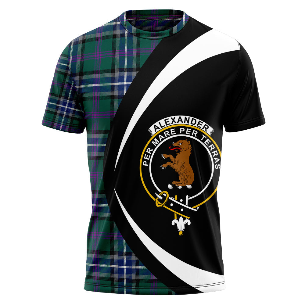 Alexander of Menstry Hunting Modern Clan Badge Tartan T-Shirt Circle Style Personalized