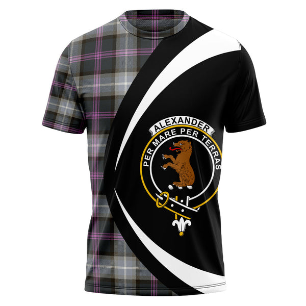 Alexander of Menstry Hunting Weathered Clan Badge Tartan T-Shirt Circle Style Personalized