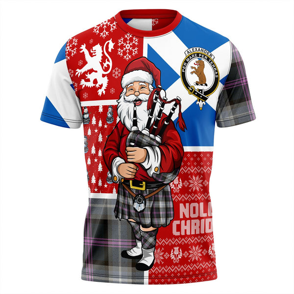 Alexander of Menstry Hunting Weathered Clan Badge Tartan T-Shirt Scotland Christmas Santa