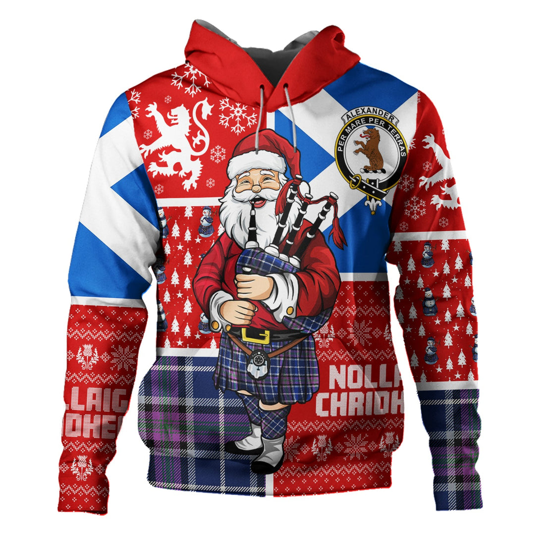 Alexander of Menstry Modern Clan Badge Tartan Hoodie Scotland Christmas Santa