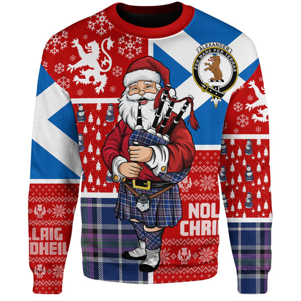 Alexander of Menstry Modern Clan Badge Tartan Sweatshirt Scotland Christmas Santa