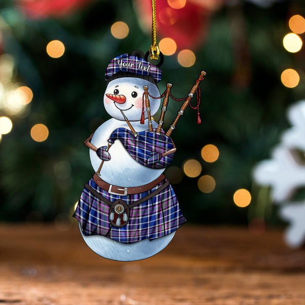 Alexander of Menstry Modern Clan Badge Tartan Wood Acrylic Ornament Snowman Bagpipe Personalized