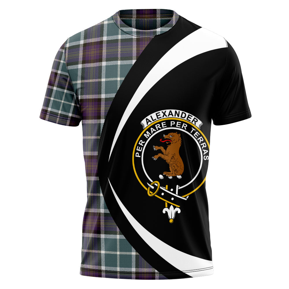 Alexander of Menstry Weathered Clan Badge Tartan T-Shirt Circle Style Personalized