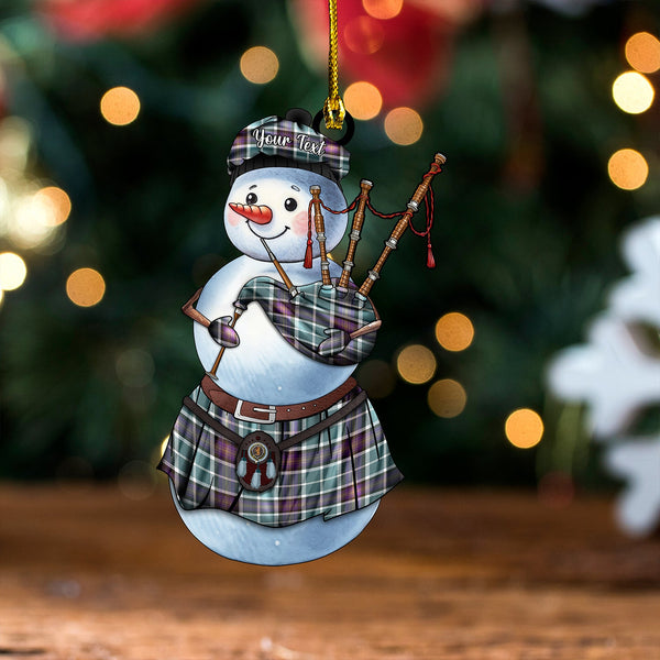 Alexander of Menstry Weathered Clan Badge Tartan Wood Acrylic Ornament Snowman Bagpipe Personalized