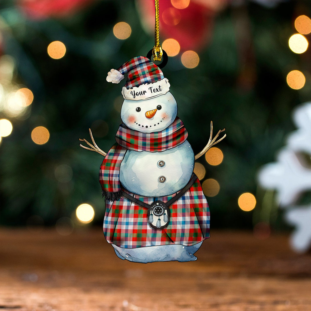 Algarve Ancient Tartan Wood Acrylic Ornament Snowman Warrior Personalized