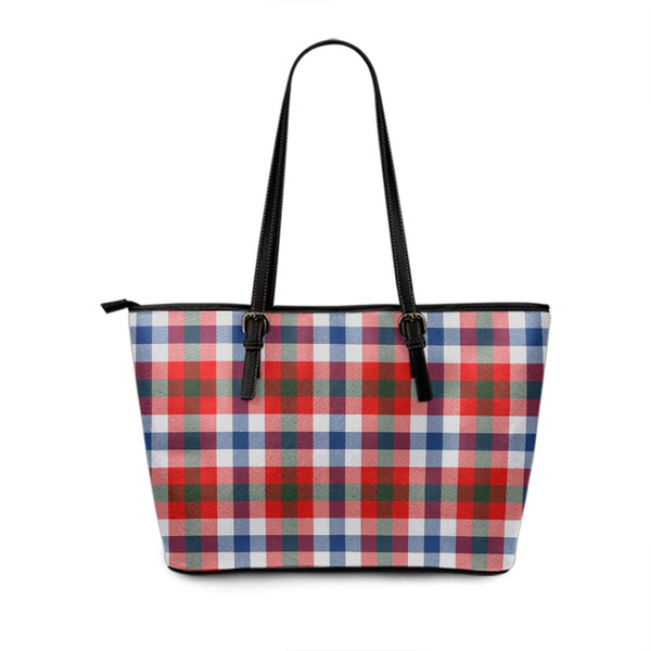 Algarve Modern Tartan Leather Tote Bag