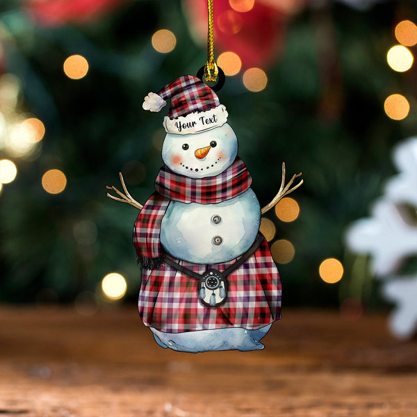 Algarve Weathered Tartan Wood Acrylic Ornament Snowman Warrior Personalized