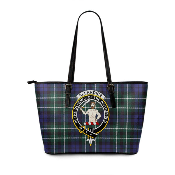 Allardice Clan Badge Tartan Leather Tote Bag