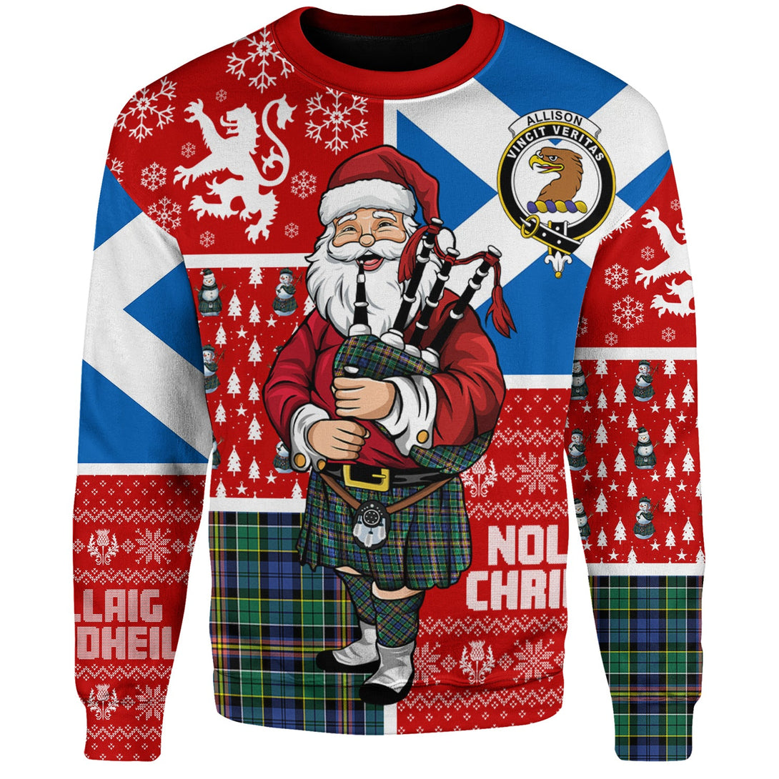 Allison Clan Badge Tartan Sweatshirt Scotland Christmas Santa