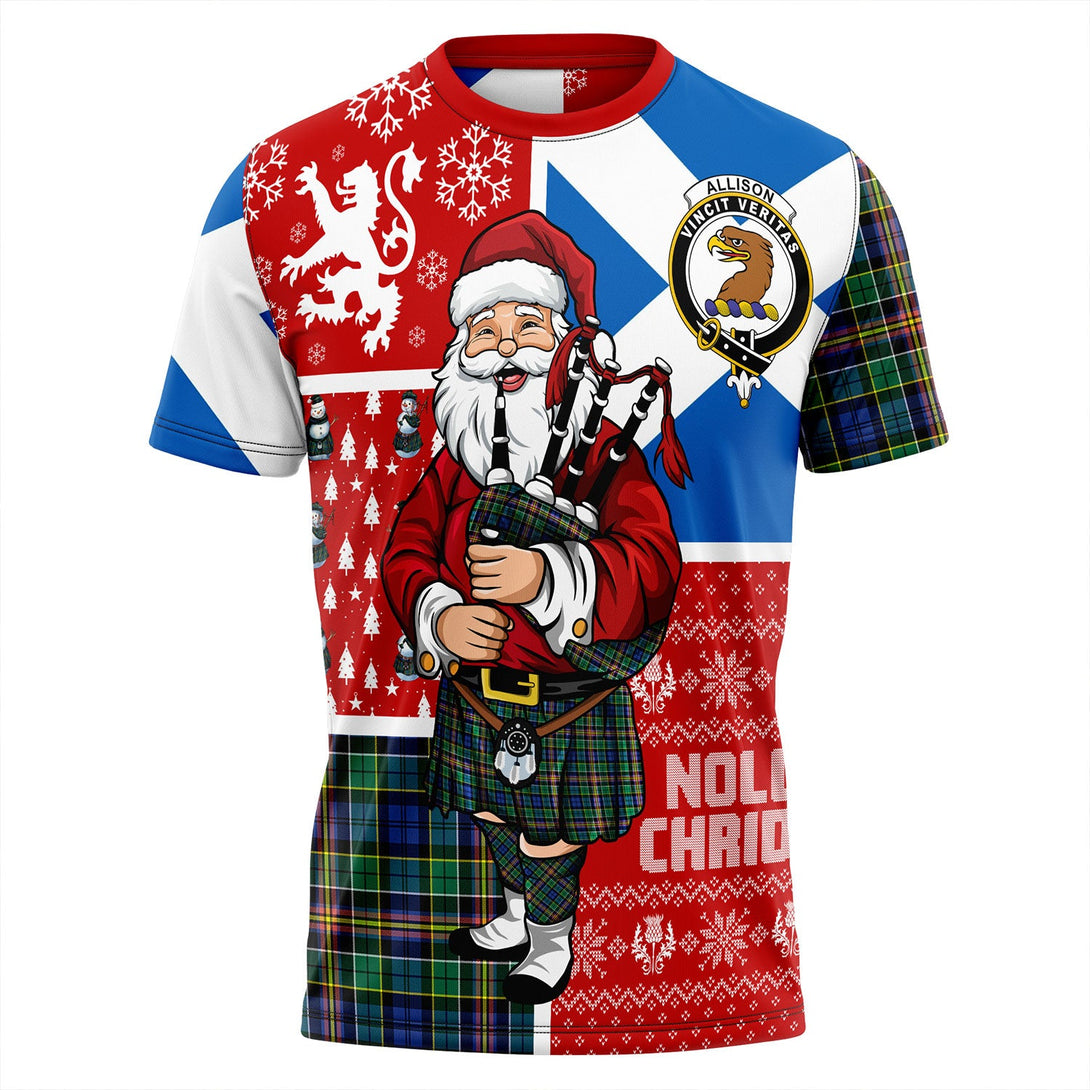 Allison Clan Badge Tartan T-Shirt Scotland Christmas Santa