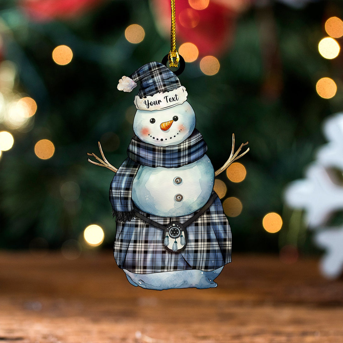 Anderson Blue Ancient Tartan Wood Acrylic Ornament Snowman Warrior Personalized