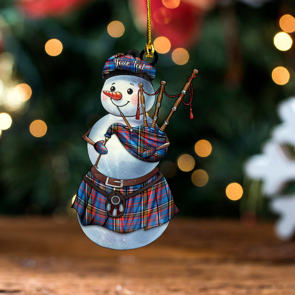 Anderson Blue Westwood Ancient Tartan Wood Acrylic Ornament Snowman Bagpipe Personalized