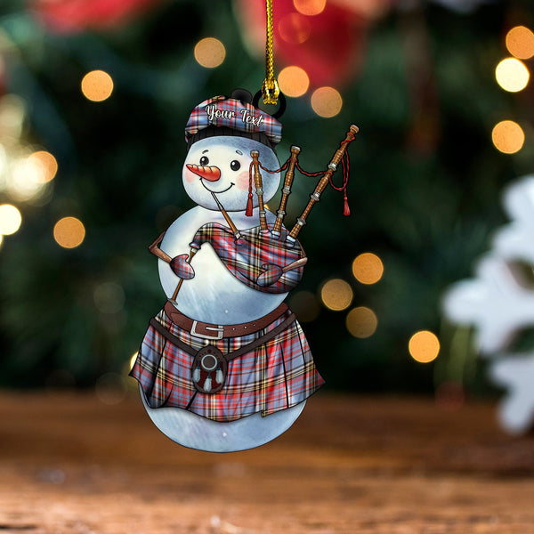 Anderson Blue Westwood Weathered Tartan Wood Acrylic Ornament Snowman Bagpipe Personalized