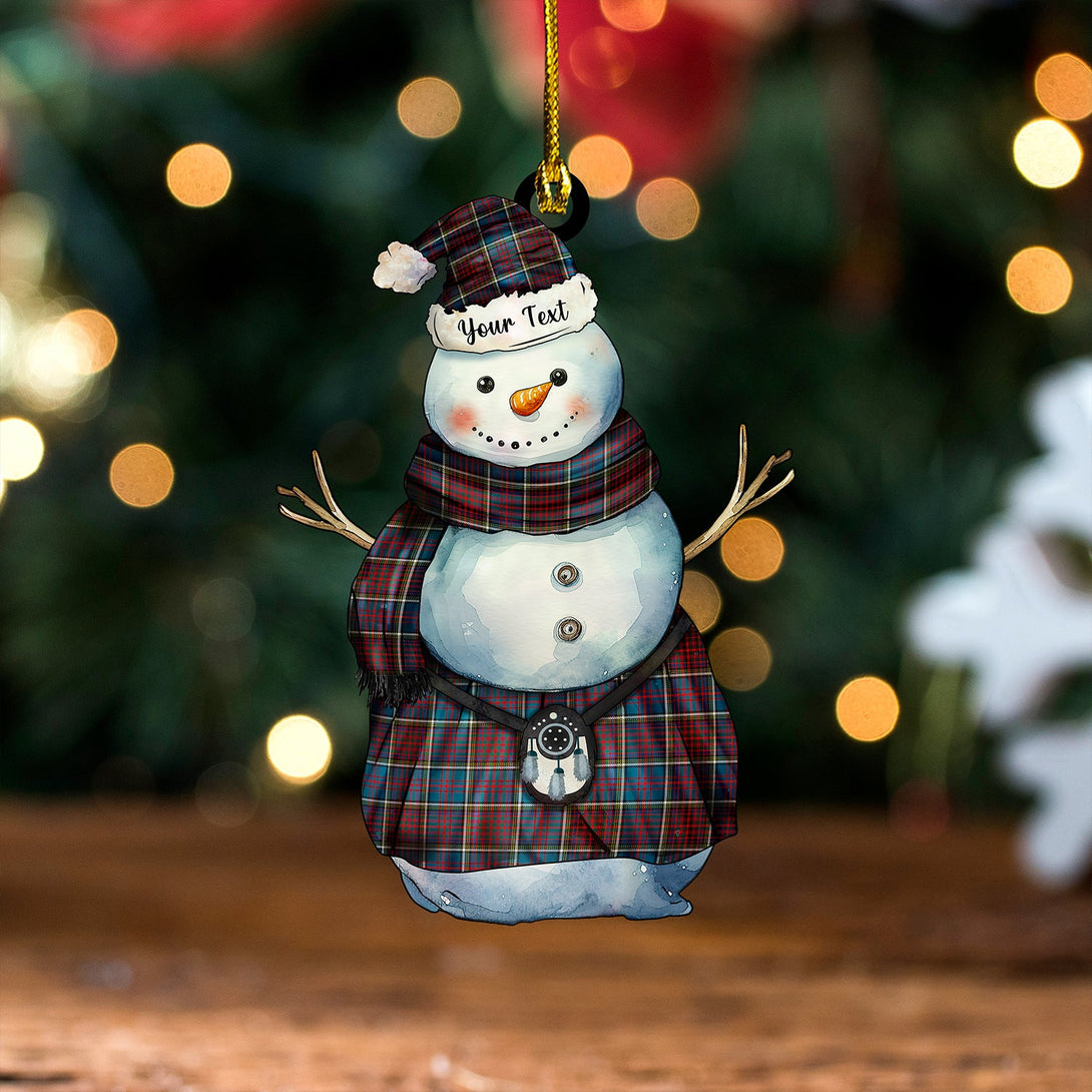 Anderson Highland Society of London Modern Tartan Wood Acrylic Ornament Snowman Warrior Personalized