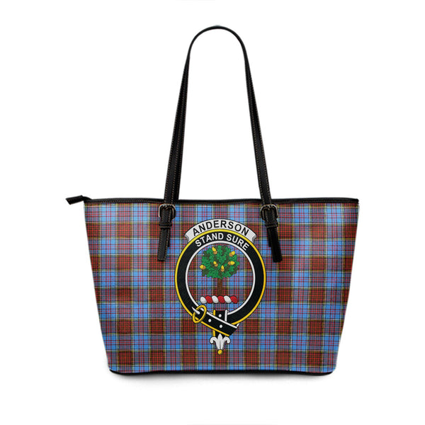 Anderson Modern Clan Badge Tartan Leather Tote Bag