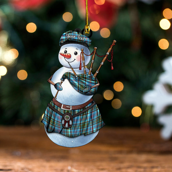 Anderson Old Modern Clan Badge Tartan Wood Acrylic Ornament Snowman Bagpipe Personalized