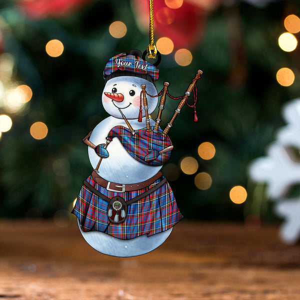 Anderson Red Clan Badge Tartan Wood Acrylic Ornament Snowman Bagpipe Personalized