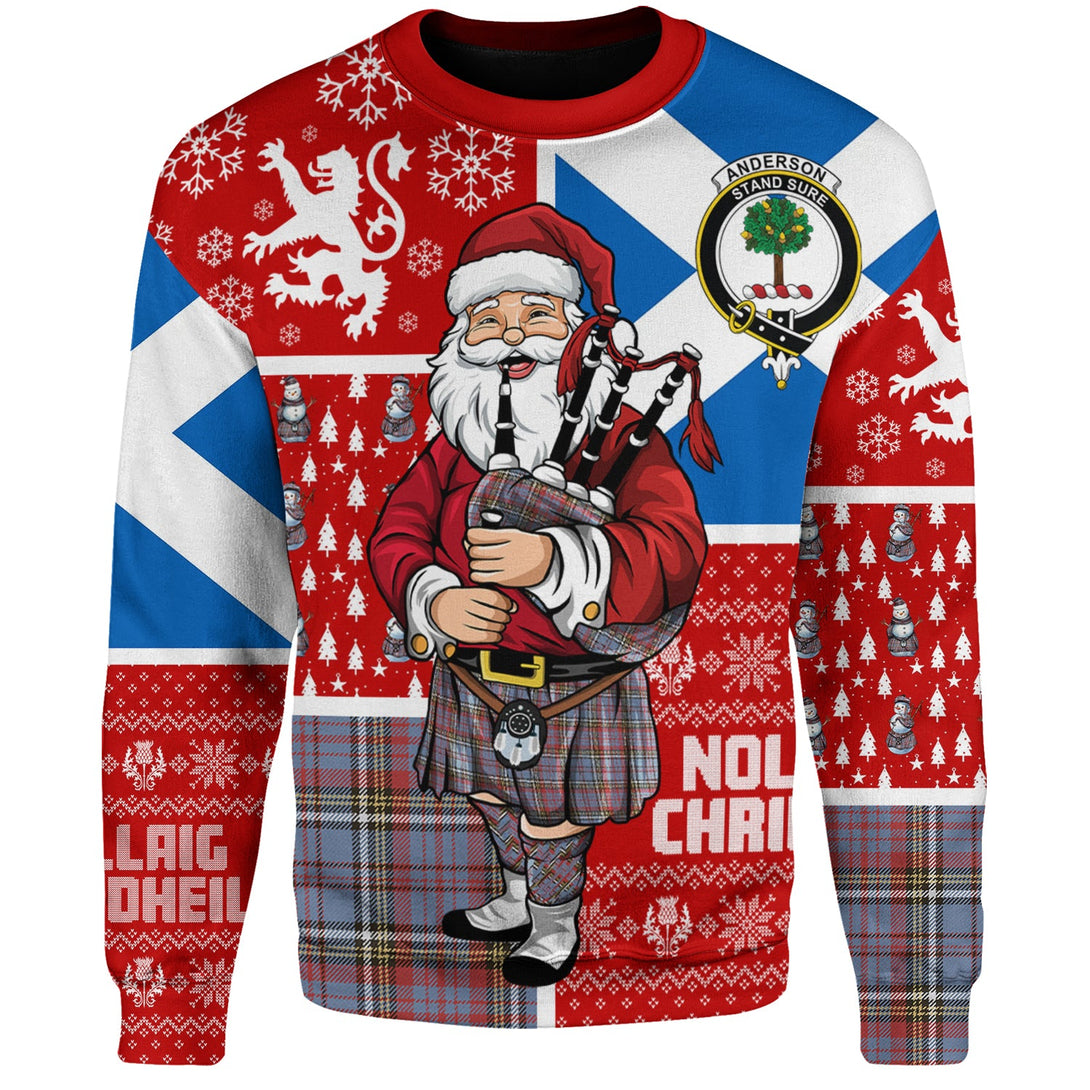 Anderson Red Weathered Clan Badge Tartan Sweatshirt Scotland Christmas Santa