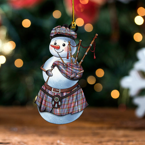 Anderson Red Weathered Clan Badge Tartan Wood Acrylic Ornament Snowman Bagpipe Personalized