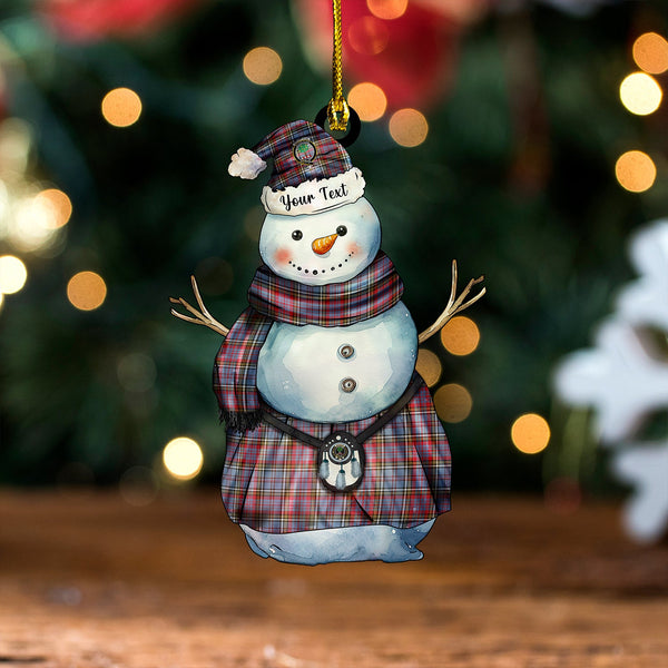 Anderson Red Weathered Clan Badge Tartan Wood Acrylic Ornament Snowman Warrior Personalized