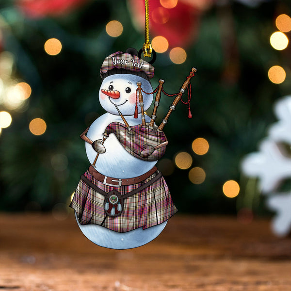 Anderson Ross Weathered Clan Badge Tartan Wood Acrylic Ornament Snowman Bagpipe Personalized