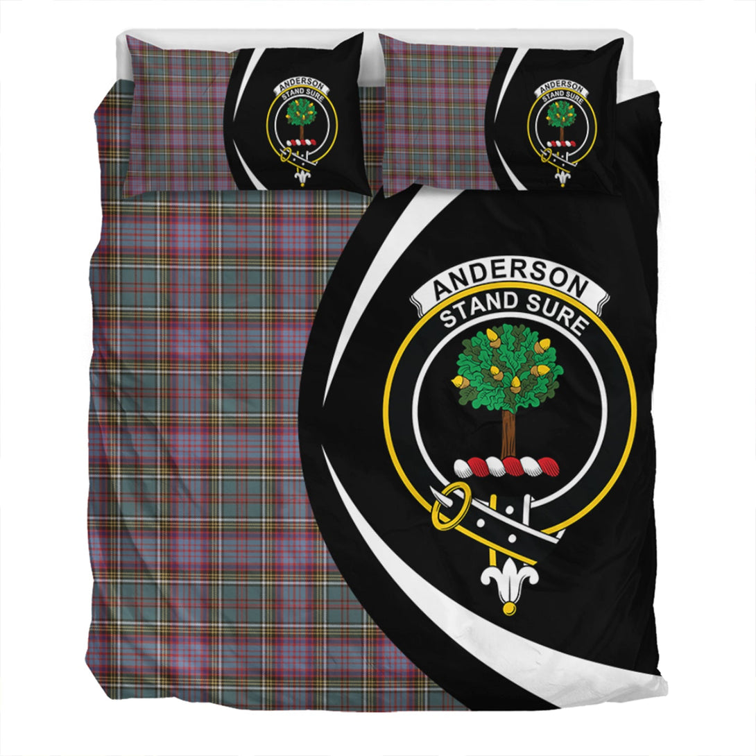 Anderson of Kinneddar Hunting Weathered Clan Badge Tartan Bedding Set Circle Style