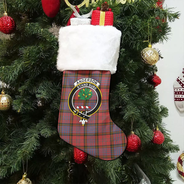 Anderson of Kinneddar Red Ancient Clan Badge Tartan Christmas Stocking