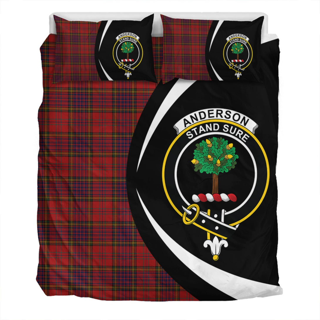 Anderson of Kinneddar Red Modern Clan Badge Tartan Bedding Set Circle Style