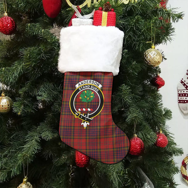 Anderson of Kinneddar Red Modern Clan Badge Tartan Christmas Stocking