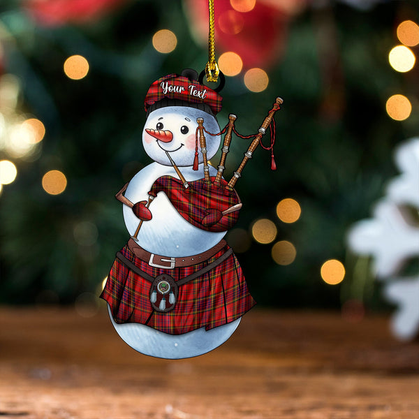 Anderson of Kinneddar Red Modern Clan Badge Tartan Wood Acrylic Ornament Snowman Bagpipe Personalized