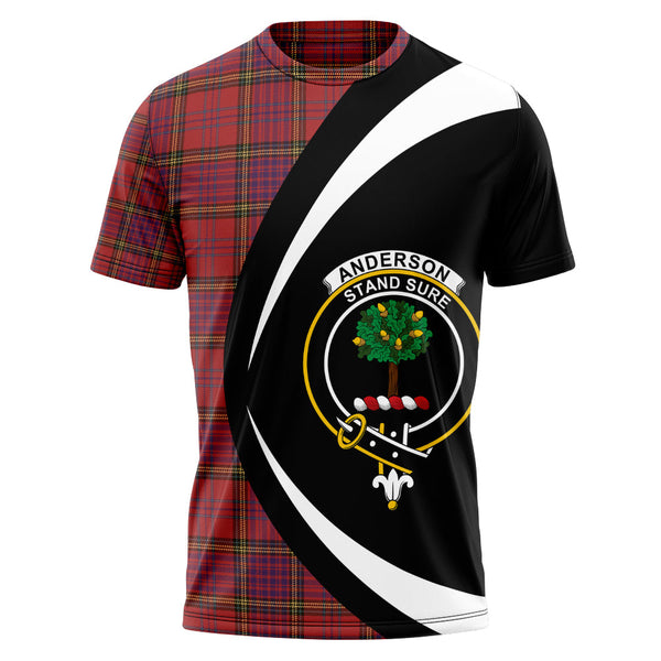 Anderson of Kinneddar Red Weathered Clan Badge Tartan T-Shirt Circle Style Personalized