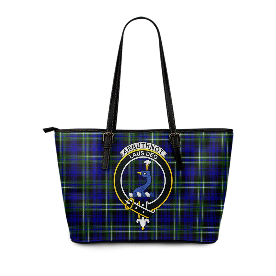 Arbuthnot Modern Clan Badge Tartan Leather Tote Bag