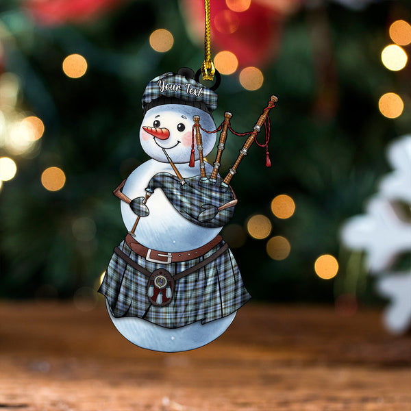 Arbuthnot Weathered Clan Badge Tartan Wood Acrylic Ornament Snowman Bagpipe Personalized