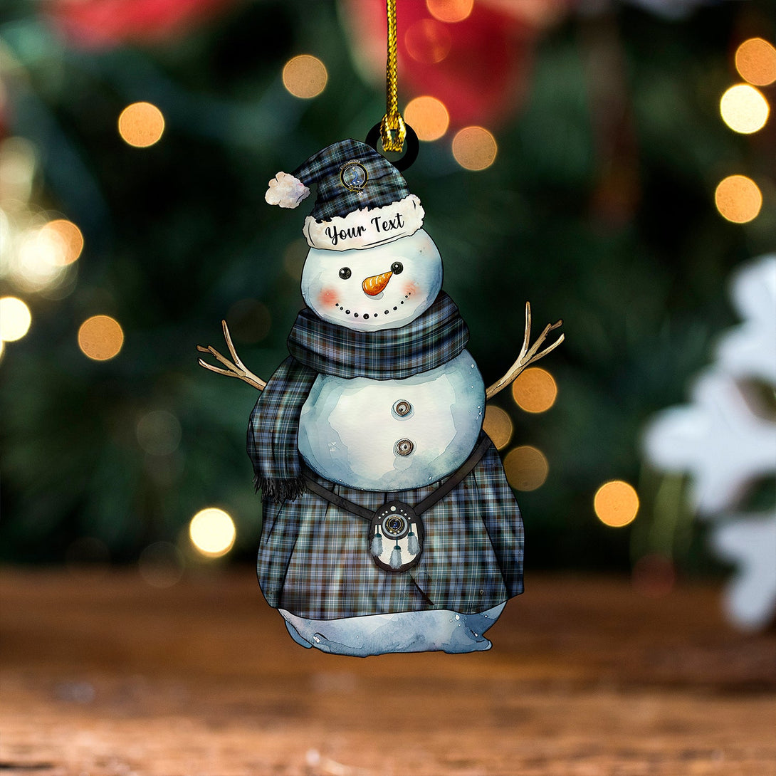 Arbuthnot Weathered Clan Badge Tartan Wood Acrylic Ornament Snowman Warrior Personalized