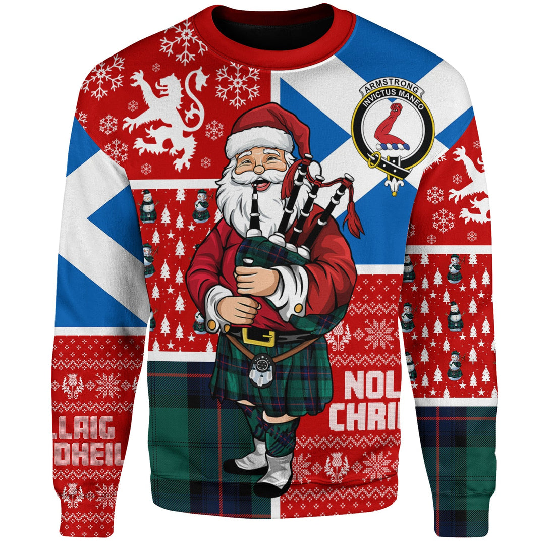 Armstrong Modern Clan Badge Tartan Sweatshirt Scotland Christmas Santa