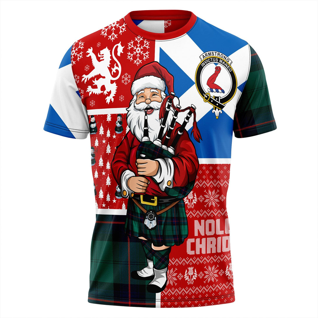 Armstrong Modern Clan Badge Tartan T-Shirt Scotland Christmas Santa