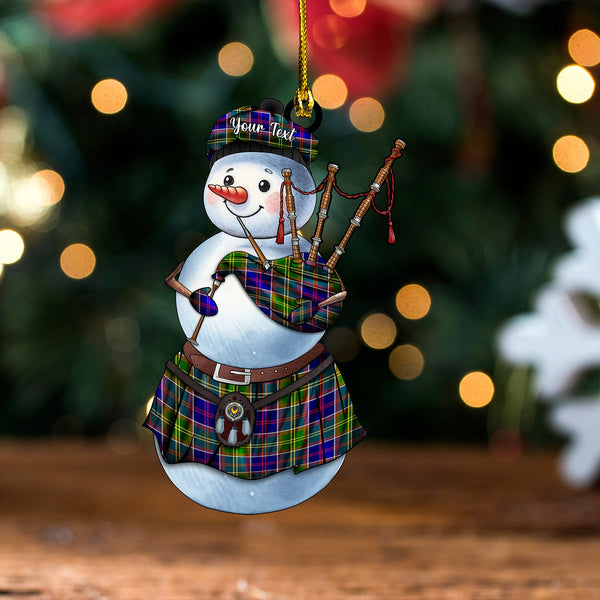 Arnott Clan Badge Tartan Wood Acrylic Ornament Snowman Bagpipe Personalized