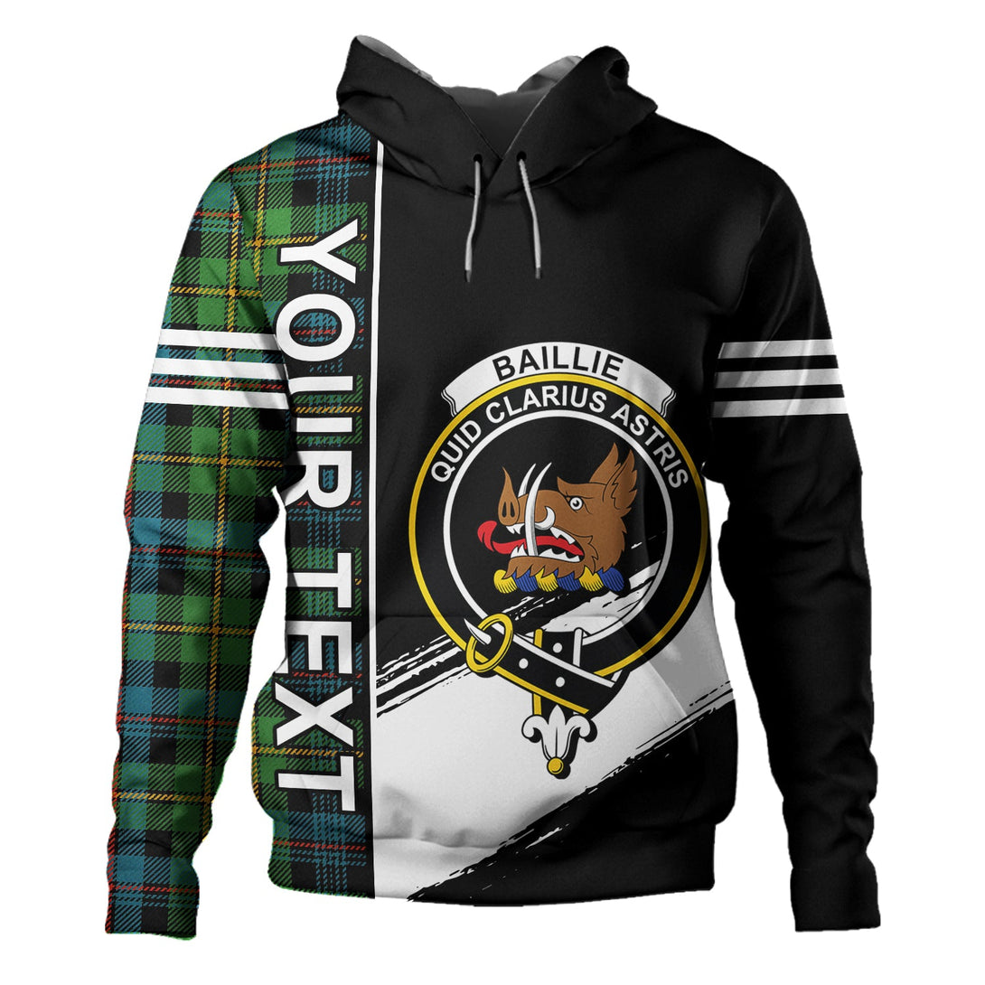 Baillie Ancient Clan Badge Tartan Hoodie Quarter Style Personalized