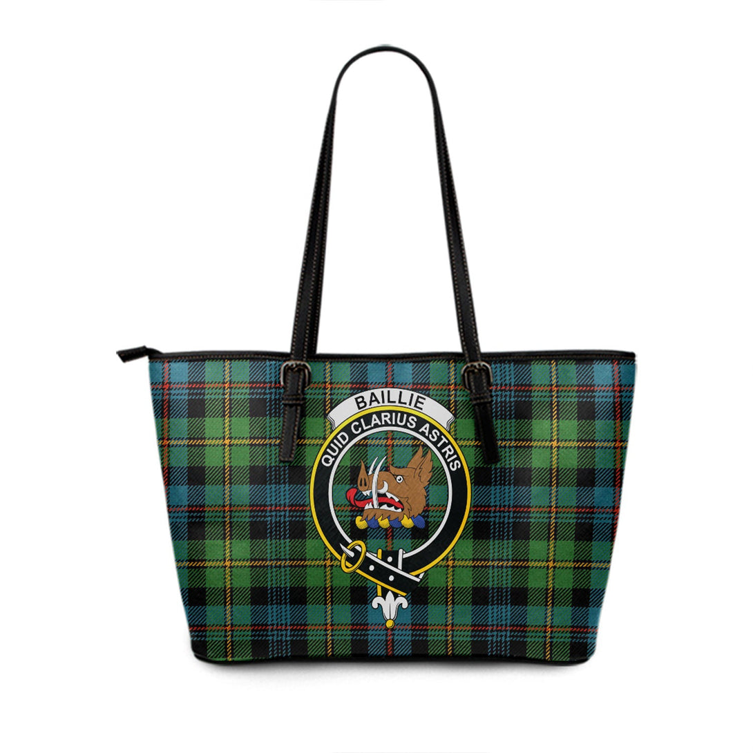 Baillie Ancient Clan Badge Tartan Leather Tote Bag