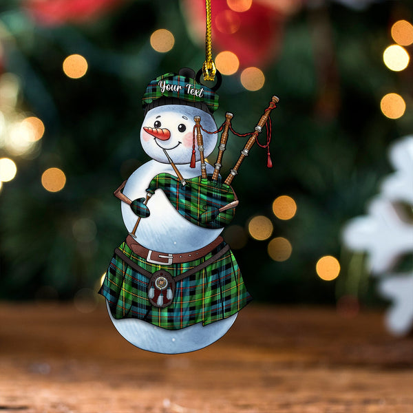 Baillie Ancient Clan Badge Tartan Wood Acrylic Ornament Snowman Bagpipe Personalized