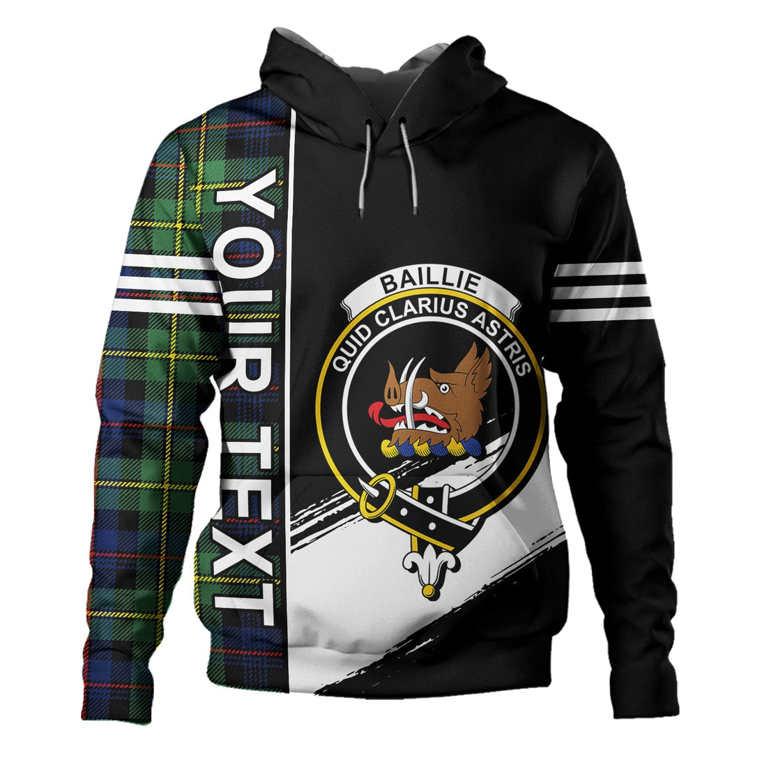 Baillie Modern Clan Badge Tartan Hoodie Quarter Style Personalized